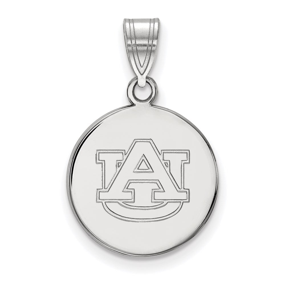14K White Gold Logoart Auburn University Medium Disc Pendant