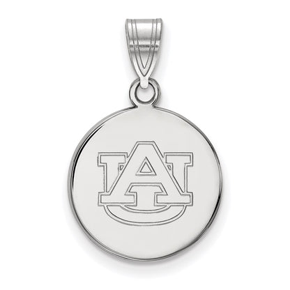 14K White Gold Logoart Auburn University Medium Disc Pendant