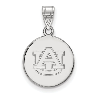 Sterling Silver Rhodium Plated Logoart Auburn University Medium Disc Pendant