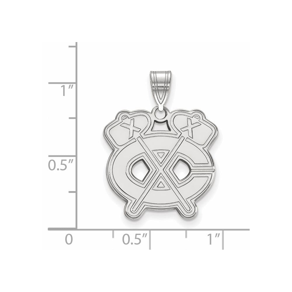 Sterling Silver Rhodium Plated Nhl Logoart Chicago Blackhawks Letter C And Tomahawk Large Pendant