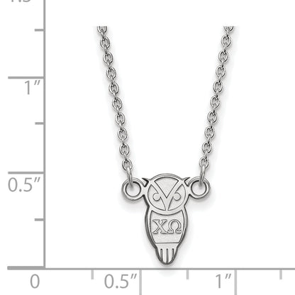 Sterling Silver Rhodium Plated Logoart Chi Omega Sorority Symbol Extra Small Pendant 18 Inch Necklace