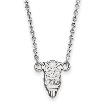 Sterling Silver Rhodium Plated Logoart Chi Omega Sorority Symbol Extra Small Pendant 18 Inch Necklace