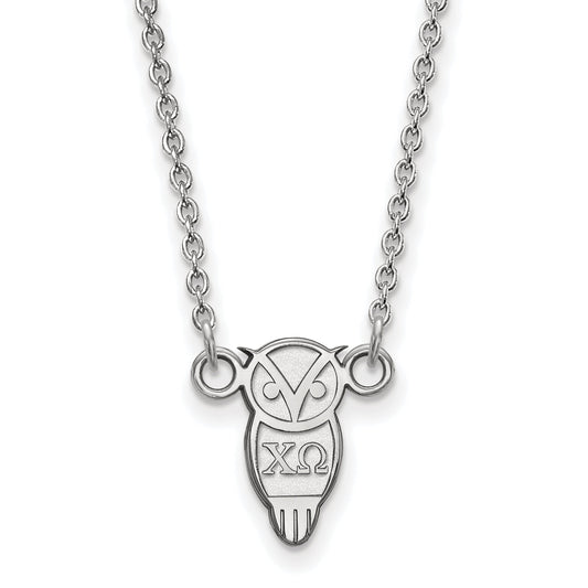 Sterling Silver Rhodium Plated Logoart Chi Omega Sorority Symbol Extra Small Pendant 18 Inch Necklace