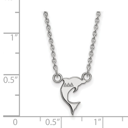 Sterling Silver Rhodium Plated Logoart Delta Sorority Symbol Extra Small Pendant 18 Inch Necklace