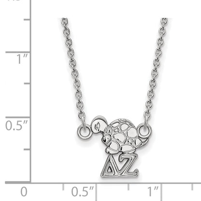 Sterling Silver Rhodium Plated Logoart Delta Zeta Sorority Symbol Extra Small Pendant 18 Inch Necklace
