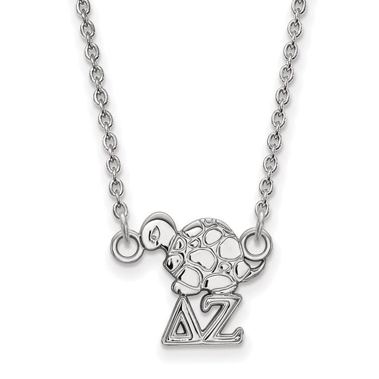 Sterling Silver Rhodium Plated Logoart Delta Zeta Sorority Symbol Extra Small Pendant 18 Inch Necklace