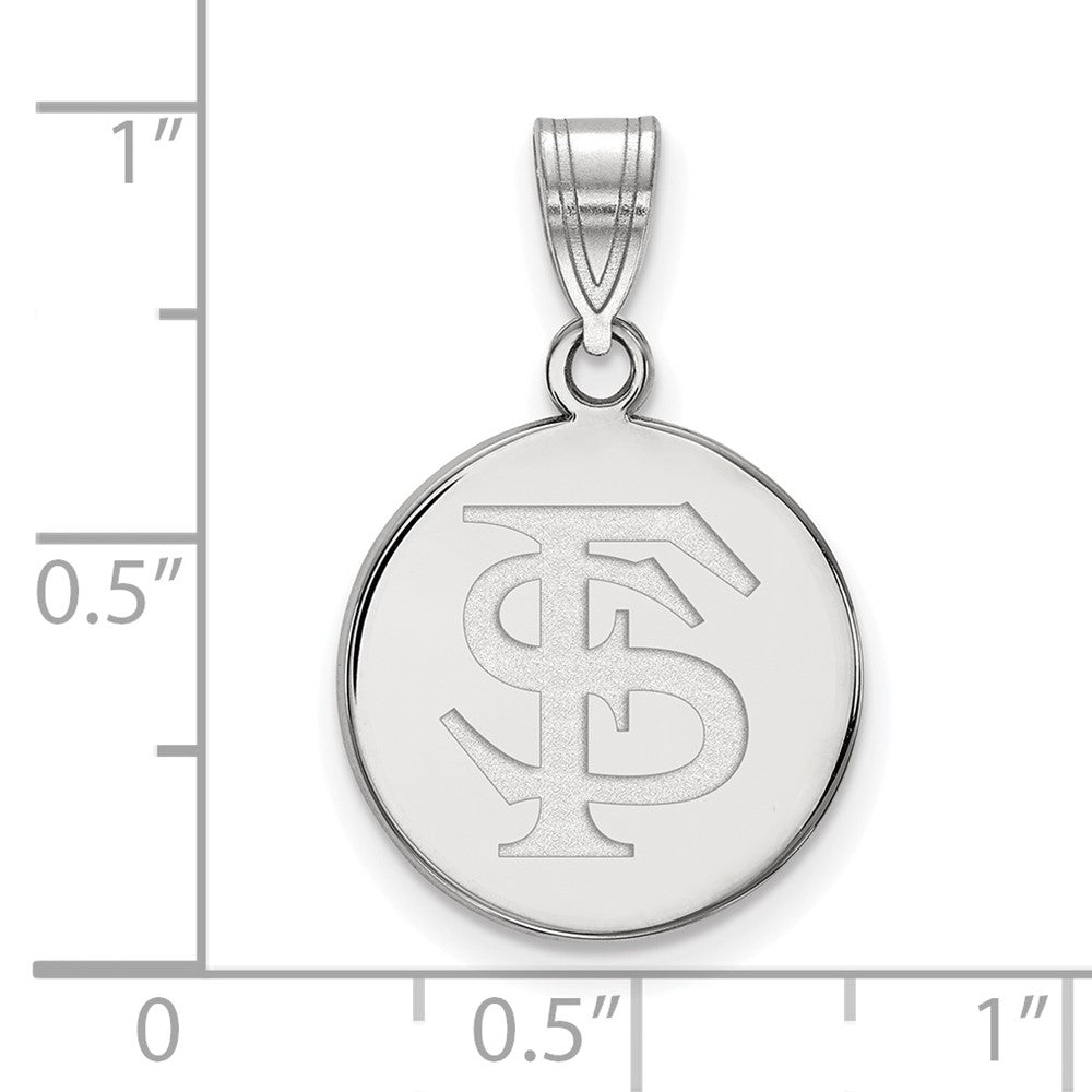 Sterling Silver Rhodium Plated Logoart Florida State University F S Medium Disc Pendant