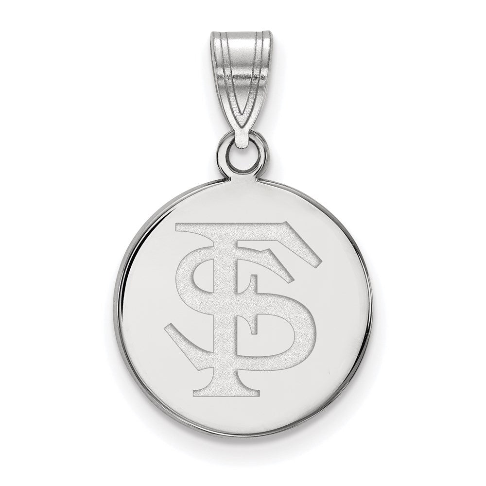 Sterling Silver Rhodium Plated Logoart Florida State University F S Medium Disc Pendant