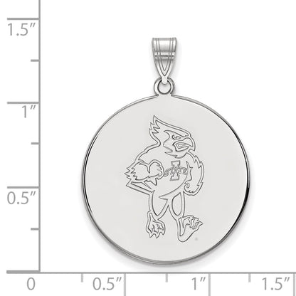 Sterling Silver Rhodium Plated Logoart Iowa State University Cardinal Extra Large Disc Pendant