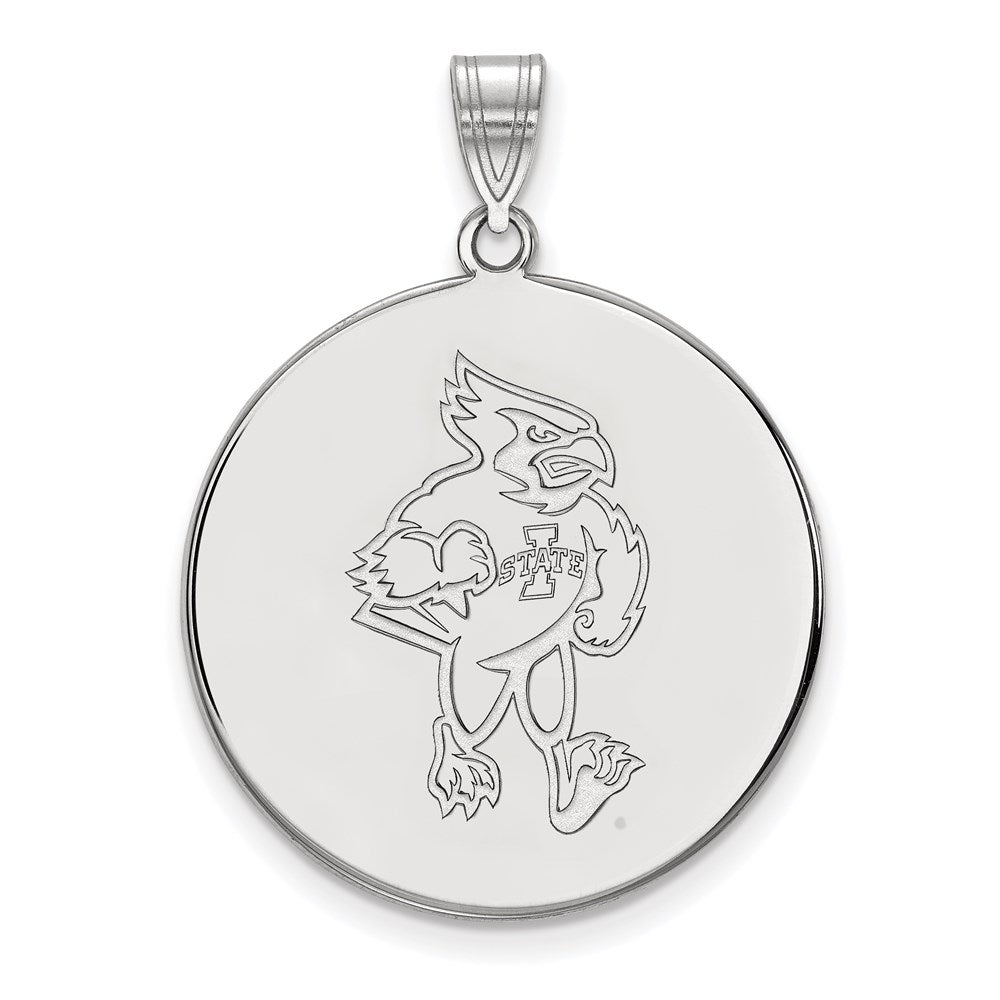 10K White Gold Logoart Iowa State University Cardinal Extra Large Disc Pendant