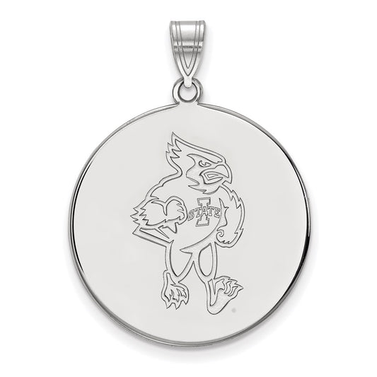 10K White Gold Logoart Iowa State University Cardinal Extra Large Disc Pendant