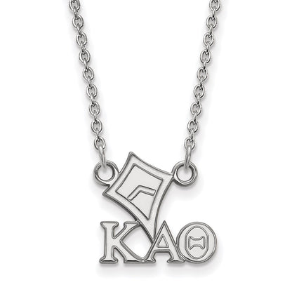 Sterling Silver Rhodium Plated Logoart Kappa Alpha Theta Sorority Symbol Extra Small Pendant 18 Inch Necklace