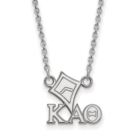 Sterling Silver Rhodium Plated Logoart Kappa Alpha Theta Sorority Symbol Extra Small Pendant 18 Inch Necklace
