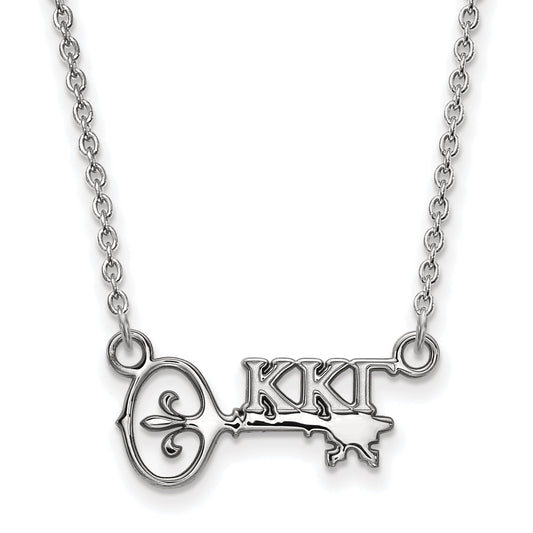 Sterling Silver Rhodium Plated Logoart Kappa Gamma Sorority Symbol Extra Small Pendant 18 Inch Necklace