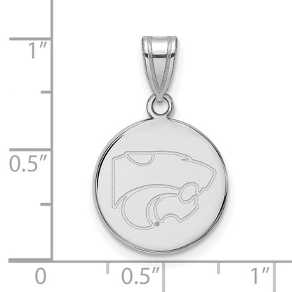 Sterling Silver Rhodium Plated Logoart Kansas State University Wildcat Medium Disc Pendant