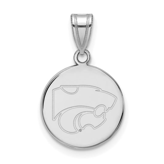 14K White Gold Logoart Kansas State University Wildcat Medium Disc Pendant