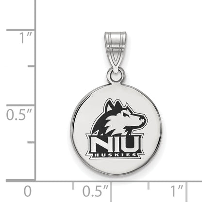 Sterling Silver Rhodium Plated Logoart Northern Illinois University N I U Huskies Medium Enameled Disc Pendant