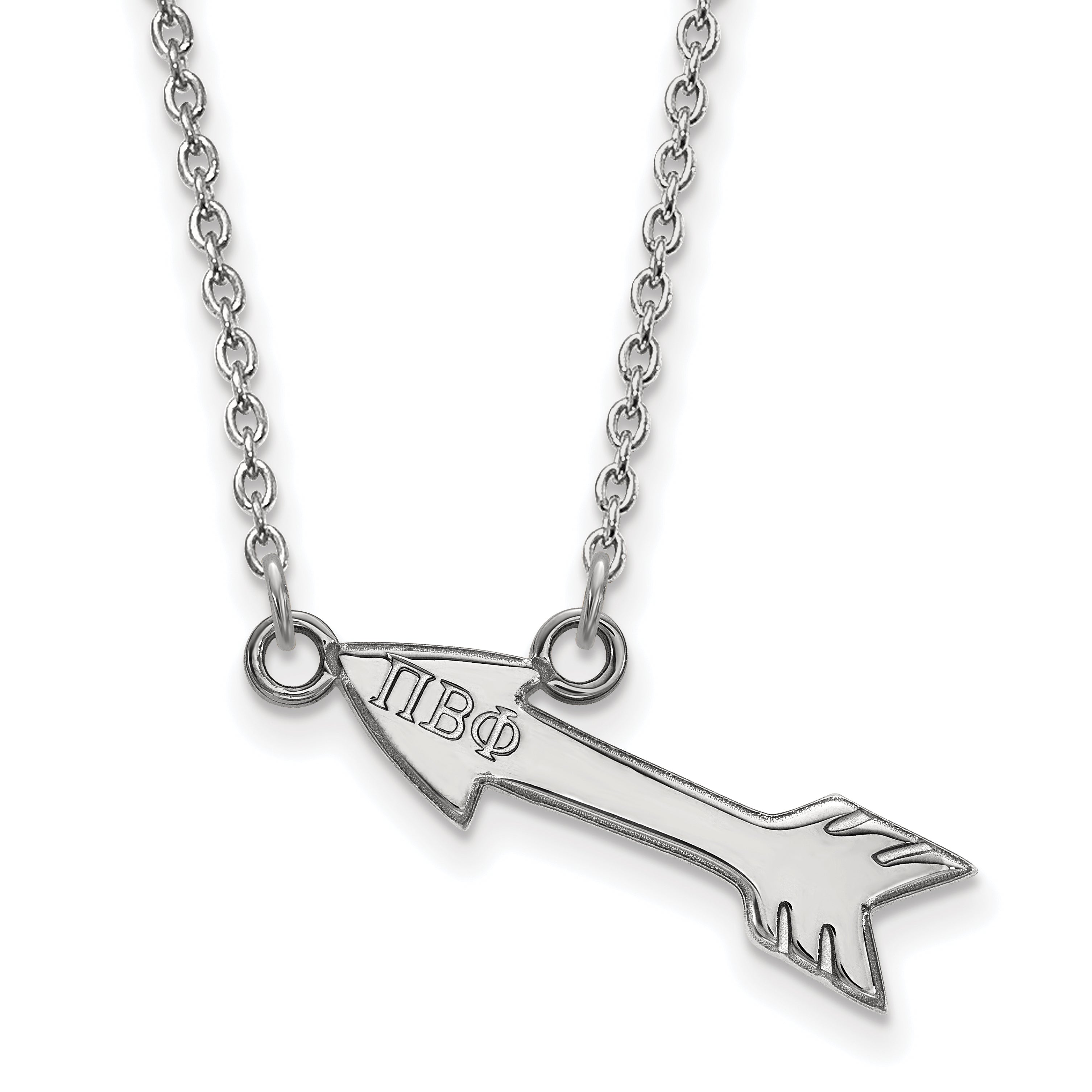 Sterling Silver Rhodium Plated Logoart Pi Beta Phi Sorority Symbol Extra Small Pendant 18 Inch Necklace