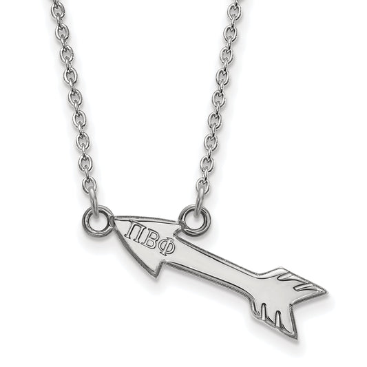 Sterling Silver Rhodium Plated Logoart Pi Beta Phi Sorority Symbol Extra Small Pendant 18 Inch Necklace
