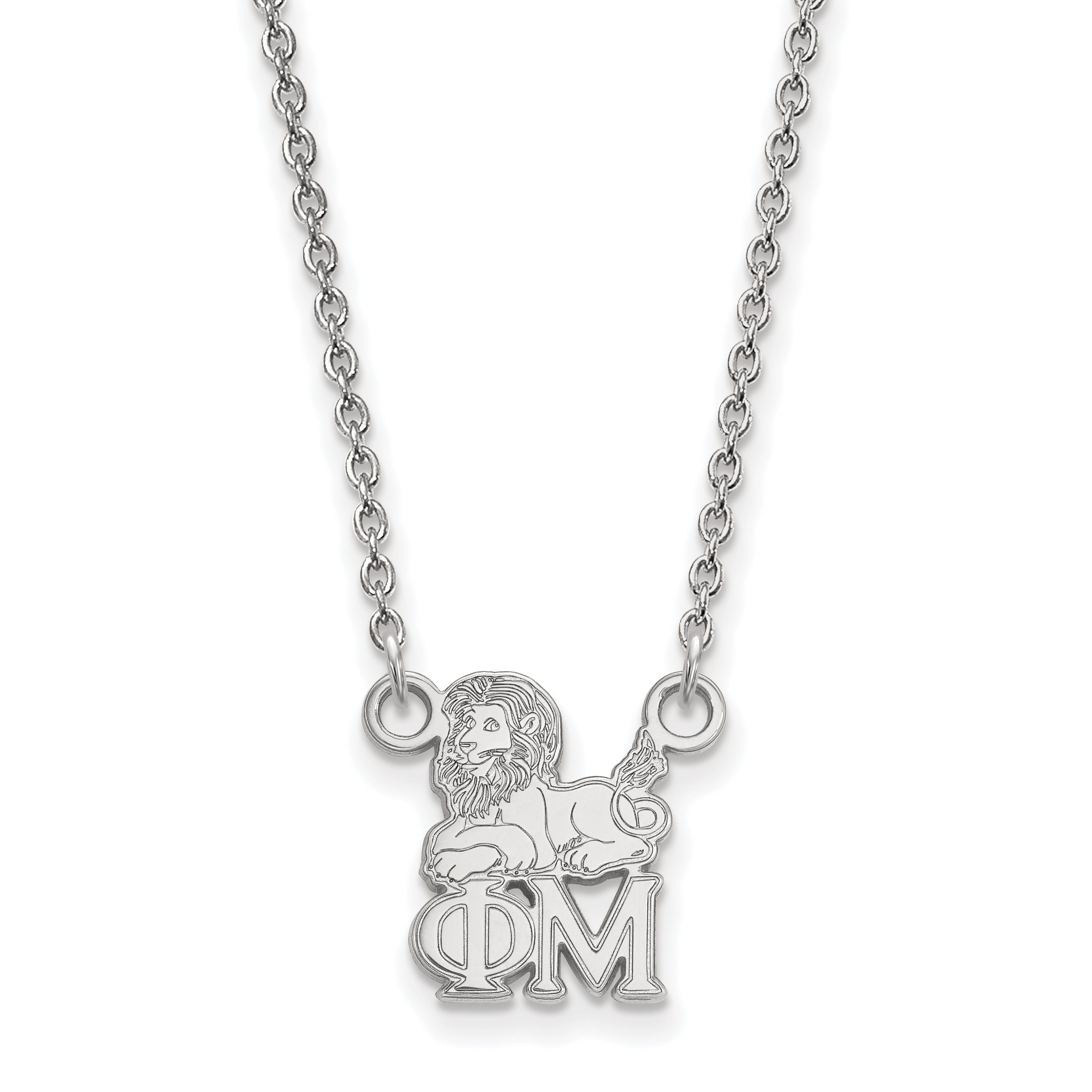 Sterling Silver Rhodium Plated Logoart Phi Mu Sorority Symbol Extra Small Pendant 18 Inch Necklace