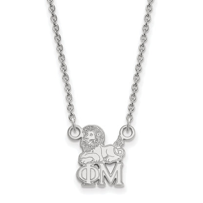 Sterling Silver Rhodium Plated Logoart Phi Mu Sorority Symbol Extra Small Pendant 18 Inch Necklace