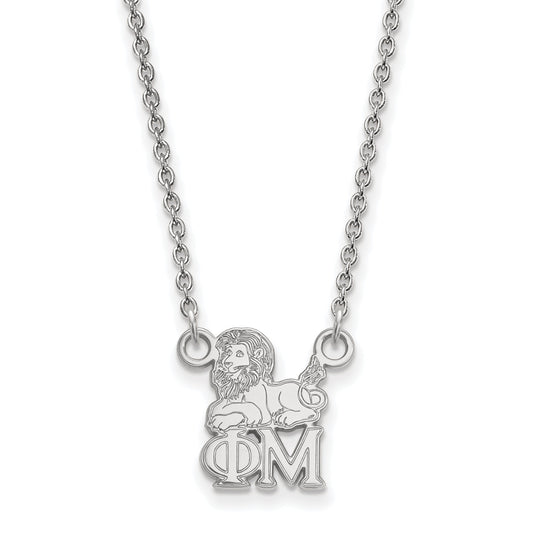 Sterling Silver Rhodium Plated Logoart Phi Mu Sorority Symbol Extra Small Pendant 18 Inch Necklace