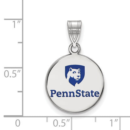 Sterling Silver Rhodium Plated Logoart Penn State University Medium Enameled Disc Pendant