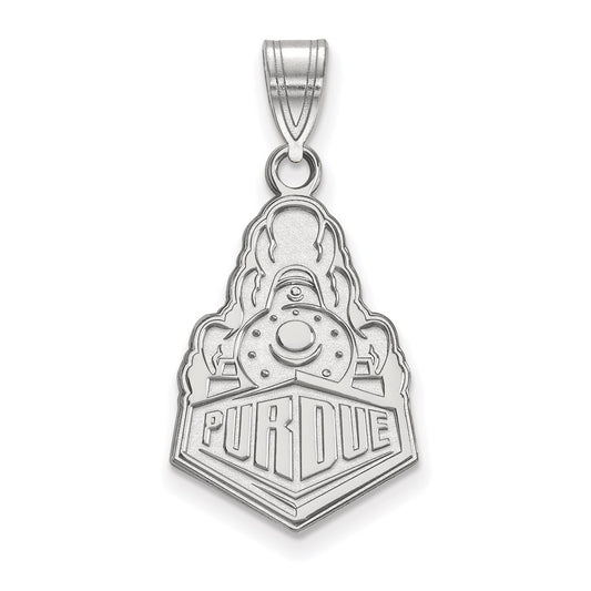 Sterling Silver Rhodium Plated Logoart Purdue University Boilermakers Train Logo Large Pendant