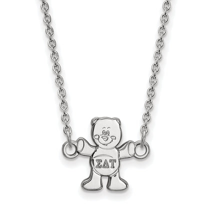 Sterling Silver Rhodium Plated Logoart Sigma Delta Tau Sorority Symbol Extra Small Pendant 18 Inch Necklace