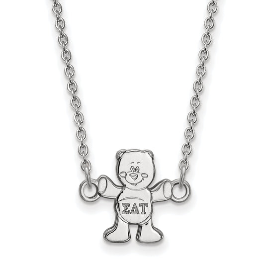 Sterling Silver Rhodium Plated Logoart Sigma Delta Tau Sorority Symbol Extra Small Pendant 18 Inch Necklace