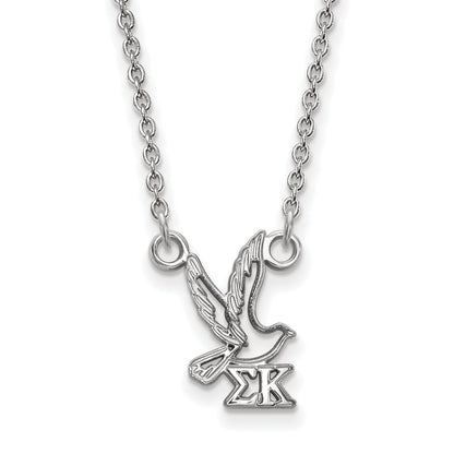 Sterling Silver Rhodium Plated Logoart Sigma Kappa Sorority Symbol Extra Small Pendant 18 Inch Necklace