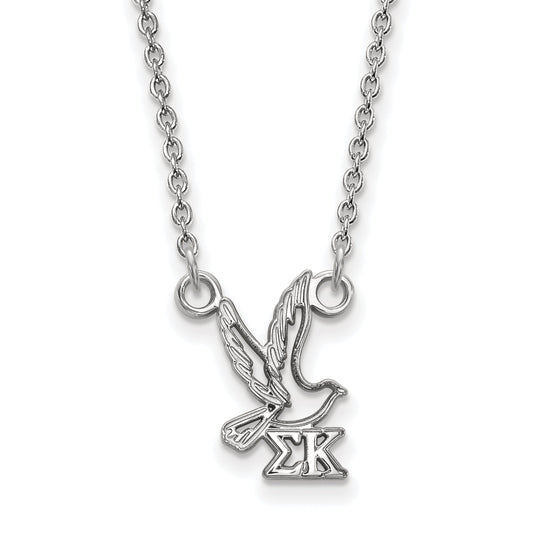 Sterling Silver Rhodium Plated Logoart Sigma Kappa Sorority Symbol Extra Small Pendant 18 Inch Necklace