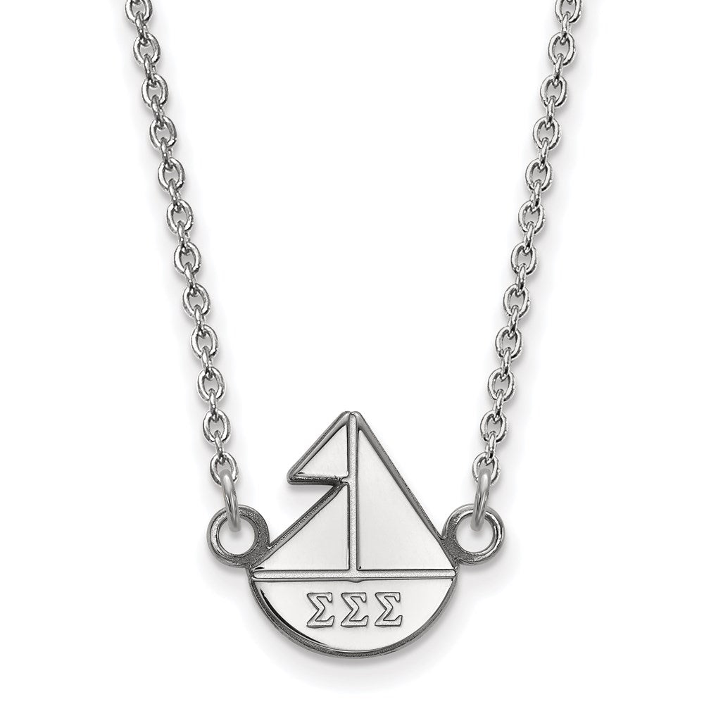 Sterling Silver Rhodium Plated Logoart Sigma Sorority Symbol Extra Small Pendant 18 Inch Necklace