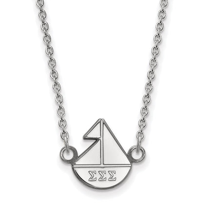 Sterling Silver Rhodium Plated Logoart Sigma Sorority Symbol Extra Small Pendant 18 Inch Necklace