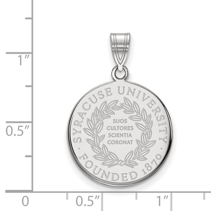 Sterling Silver Rhodium Plated Logoart Syracuse University Large Crest Pendant