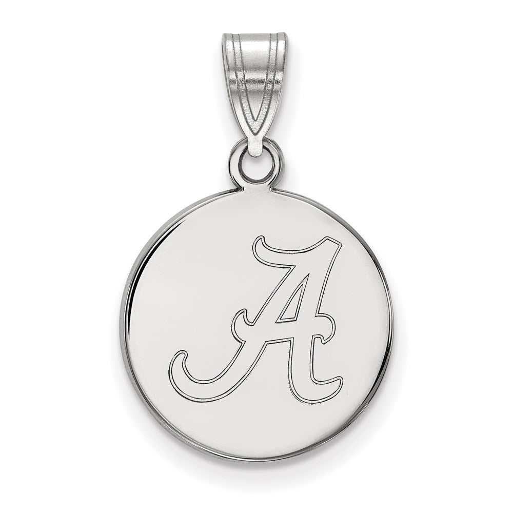 14K White Gold Logoart University Of Alabama Letter A Medium Disc Pendant