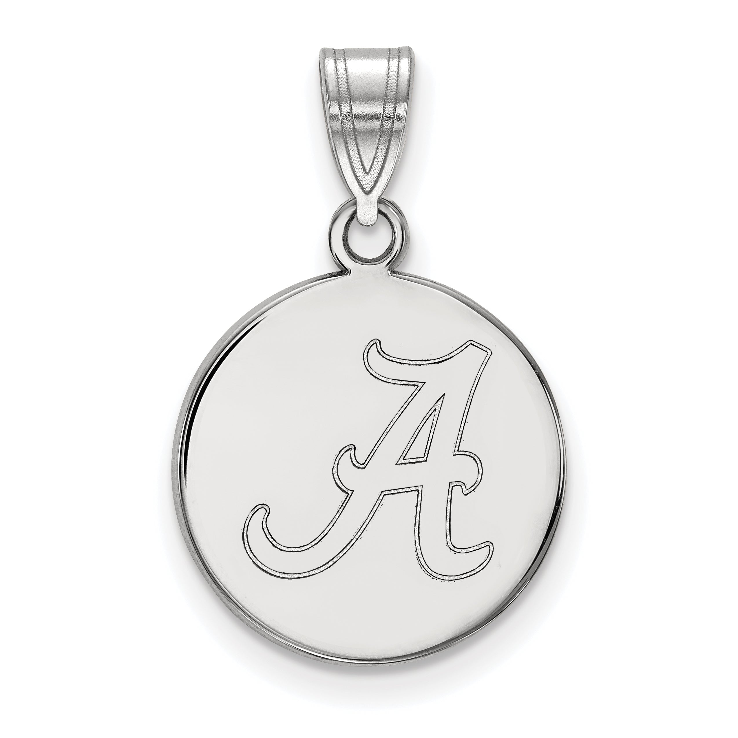 Sterling Silver Rhodium Plated Logoart University Of Alabama Letter A Medium Disc Pendant
