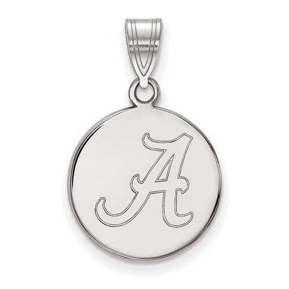 Sterling Silver Rhodium Plated Logoart University Of Alabama Letter A Medium Disc Pendant