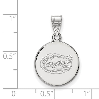 Sterling Silver Rhodium Plated Logoart University Of Florida Gator Medium Disc Pendant