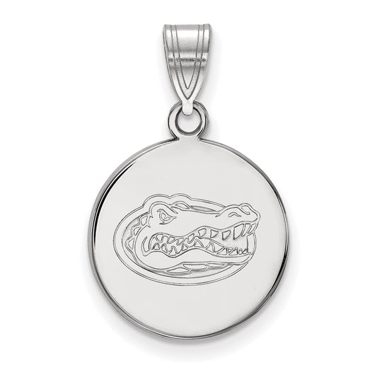 14K White Gold Logoart University Of Florida Gator Medium Disc Pendant