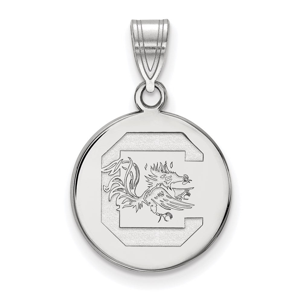 14K White Gold Logoart University Of South Carolina Medium Disc Pendant