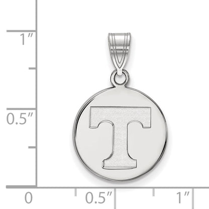 Sterling Silver Rhodium Plated Logoart University Of Tennessee Letter T Medium Disc Pendant