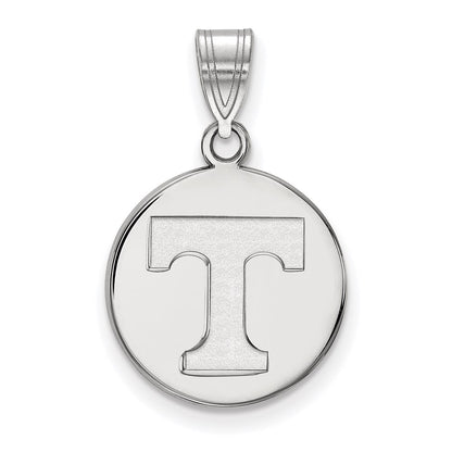 Sterling Silver Rhodium Plated Logoart University Of Tennessee Letter T Medium Disc Pendant