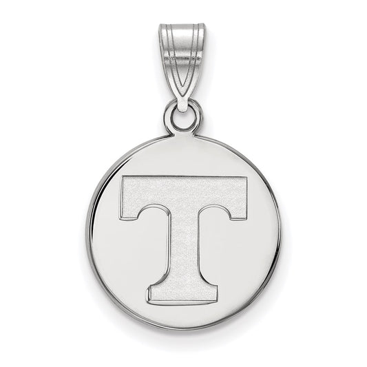 Sterling Silver Rhodium Plated Logoart University Of Tennessee Letter T Medium Disc Pendant