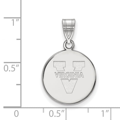 Sterling Silver Rhodium Plated Logoart University Of Virginia Medium Disc Pendant
