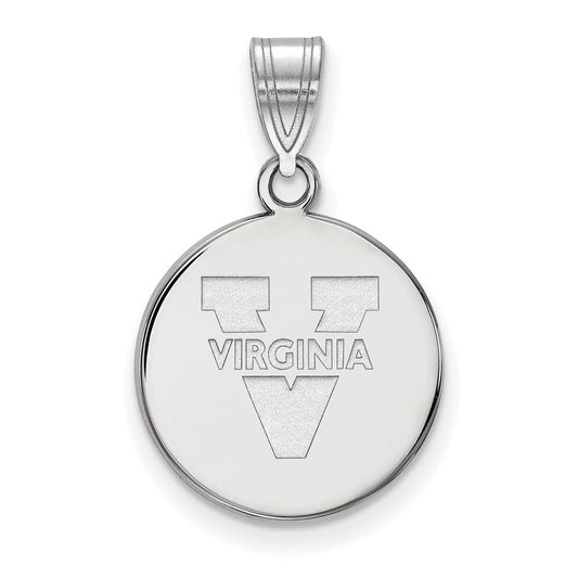 14K White Gold Logoart University Of Virginia Medium Disc Pendant