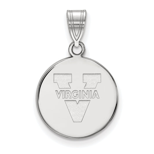 Sterling Silver Rhodium Plated Logoart University Of Virginia Medium Disc Pendant