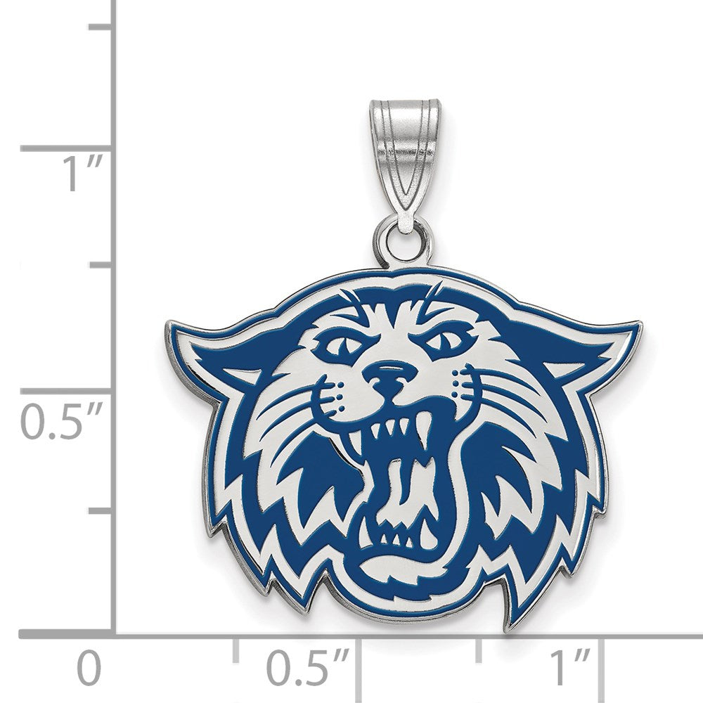 Sterling Silver Rhodium Plated Logoart Villanova University Wildcat Large Enameled Pendant