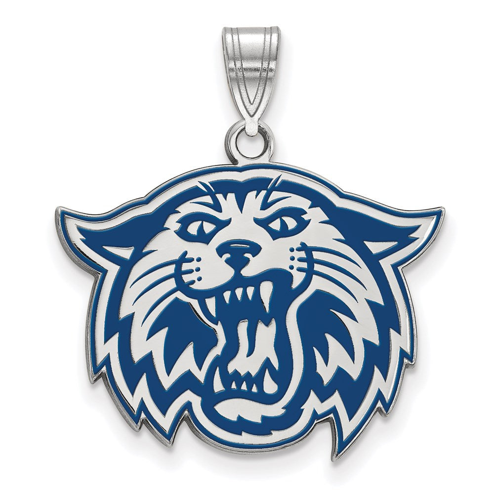 Sterling Silver Rhodium Plated Logoart Villanova University Wildcat Large Enameled Pendant