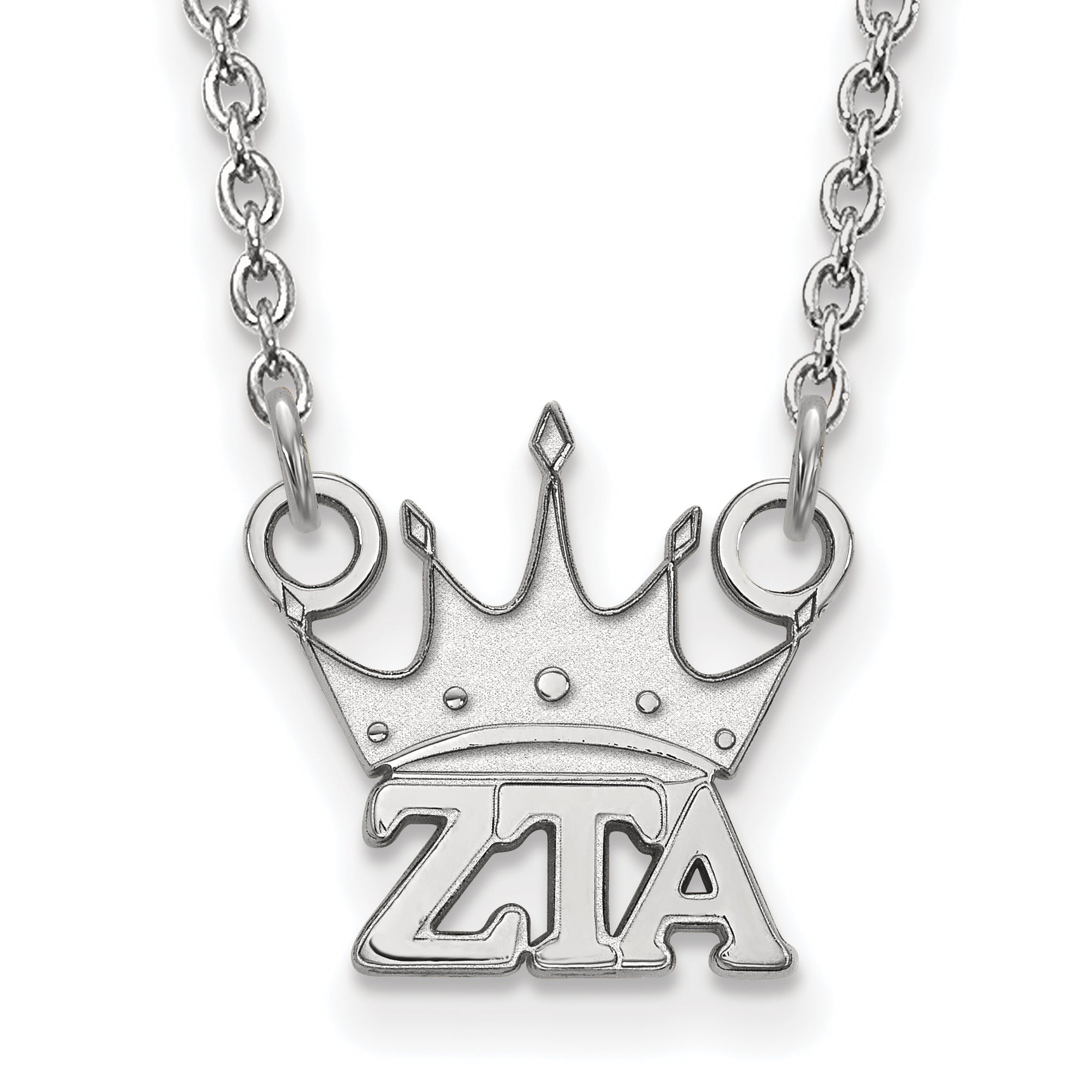 Sterling Silver Rhodium Plated Logoart Zeta Tau Alpha Sorority Symbol Extra Small Pendant 18 Inch Necklace
